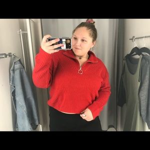 H&M red cropped sweater